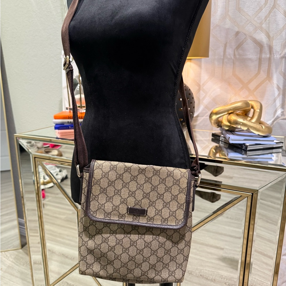 Gucci Beige and Brown Monogram Crossbody Bag